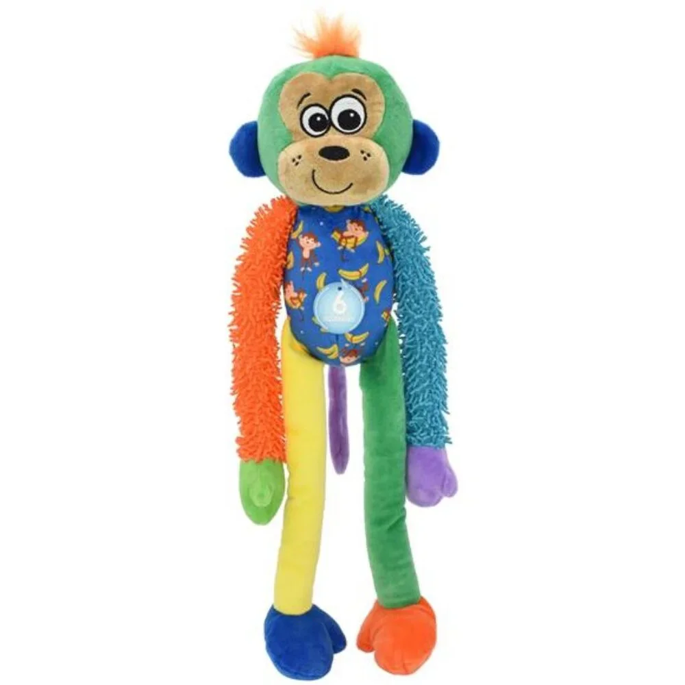 Multicrew Monkey Plush Dog Toy, Six Squeakers, 18